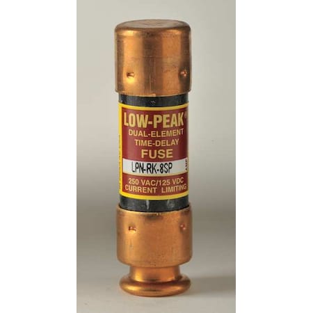 UL Class Fuse, RK1 Class, Time-Delay, 8A, 250V AC, Non-Indicating MPN:LPN-RK-8SP