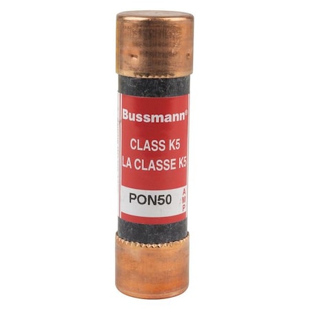 Midget Fuse, Time-Delay, 50A, 250V AC, Non-Indicating, 10kA at 250V AC MPN:PON50