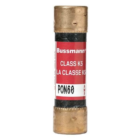 Midget Fuse, Time-Delay, 60A, 250V AC, Non-Indicating, 10kA at 250V AC MPN:PON60