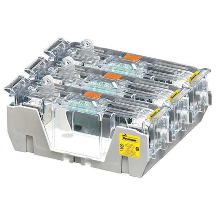 Open Fuse Block, 110 to 200A Amp Range, 250V AC/DC Volt Rating, 3 Poles, Box Lug MPN:RM25200-3CR