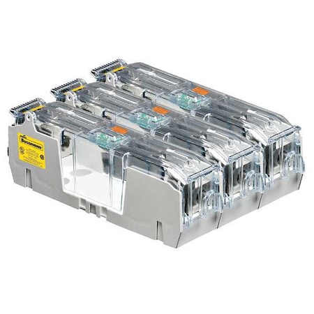 Open Fuse Block, 110 to 200A Amp Range, 600V AC/DC Volt Rating, 3 Poles, Box Lug MPN:RM60200-3CR
