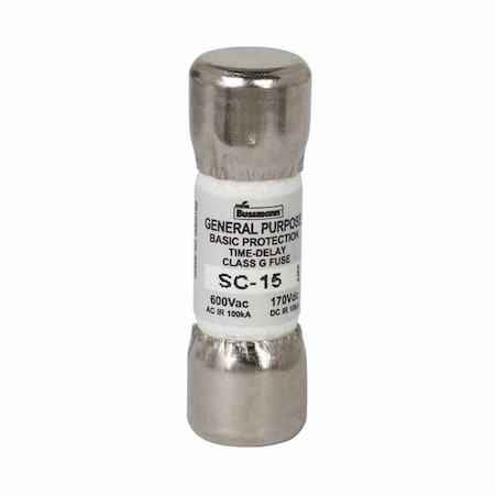 UL Class Fuse, G Class, Time-Delay, 15A, 600V AC, Non-Indicating MPN:SC-15