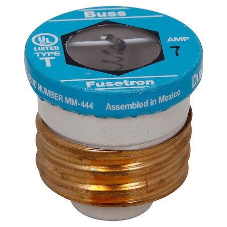 Plug Fuse, 7A, 10kA at 125V AC, 4 PK MPN:T-7