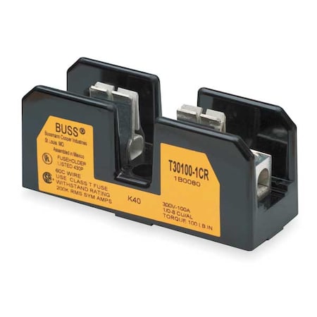 Open Fuse Block, 61 to 100A Amp Range, 300V AC/DC Volt Rating, 3 Poles, Box Lug MPN:T30100-3CR