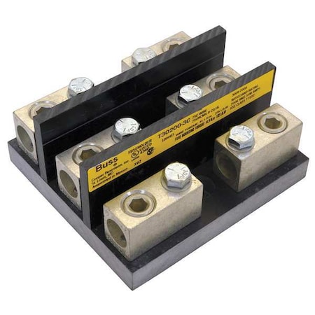 Open Fuse Block, T UL Class, 300V AC/DC Volt Rating, 3 Poles, Box Lug MPN:T30200-3C