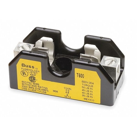 Open Fuse Block, 61 to 100A Amp Range, 600V AC/DC Volt Rating, 1 Poles, Box Lug MPN:T60100-1C
