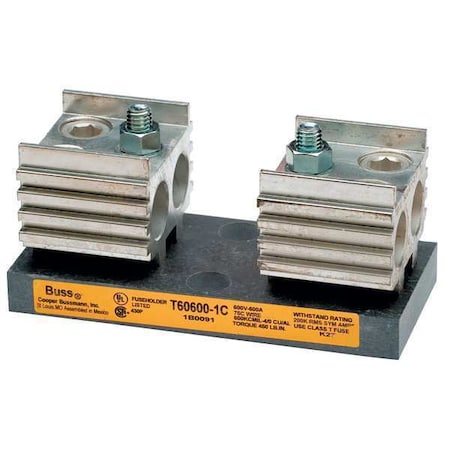 Open Fuse Block, T UL Class, 600V AC/DC Volt Rating, 1 Poles, Box Lug MPN:T60600-1C