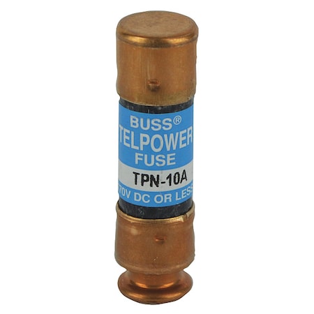 Telecom Protection Fuse, TPN Series, 10A, Fast-Acting, Not Rated, Cylindrical MPN:TPN-10
