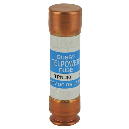 Telecom Protection Fuse, TPN Series, 40A, Fast-Acting, Not Rated, Cylindrical MPN:TPN-40