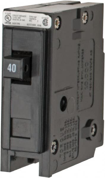 40 Amp, 120/240 VAC, 24 VDC, 48 VDC, 80 VDC, 1 Pole, Plug In Miniature Circuit Breaker MPN:HQP1040