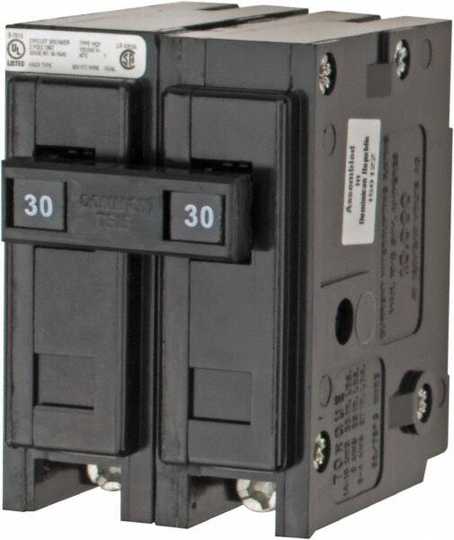 30 Amp, 120/240 VAC, 24 VDC, 48 VDC, 80 VDC, 2 Pole, Plug In Miniature Circuit Breaker MPN:HQP2030