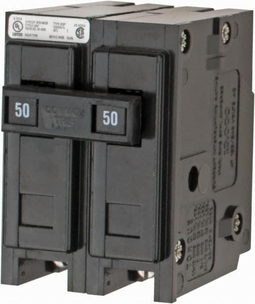 50 Amp, 120/240 VAC, 24 VDC, 48 VDC, 80 VDC, 2 Pole, Plug In Miniature Circuit Breaker MPN:HQP2050