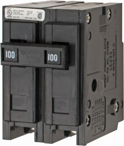 100 Amp, 120/240 VAC, 24 VDC, 48 VDC, 80 VDC, 2 Pole, Plug In Miniature Circuit Breaker MPN:HQP2100