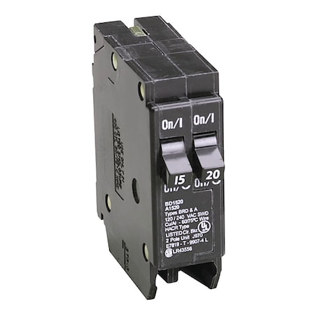 Circuit Breaker, BD Series, 15/20A, 1 Pole, 120V AC, 10kA MPN:BD1520