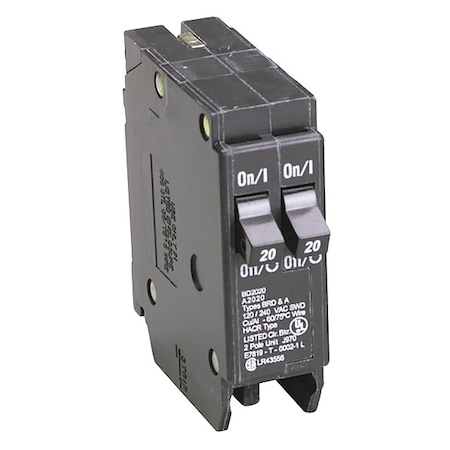 Circuit Breaker, BD Series, 20A, 2 Pole, 120V AC, 10kA MPN:BD2020