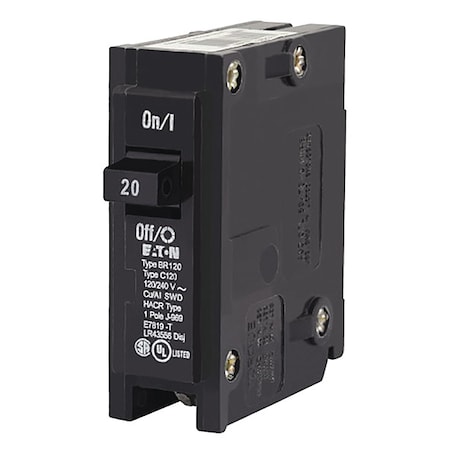 Circuit Breaker, BR Series, 20A, 1 Pole, 120/240V AC, 10kA MPN:BR120