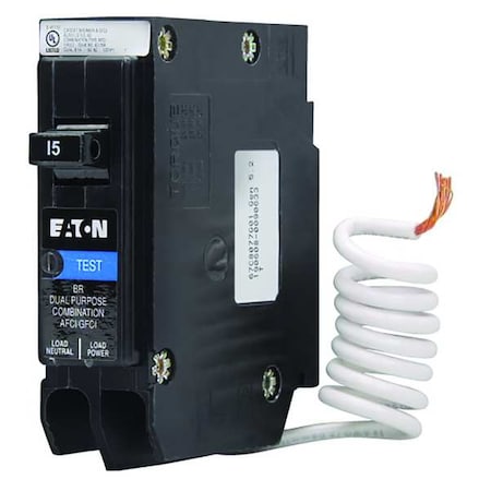 Circuit Breaker, BR Series, 15A, 1 Pole, 120V AC, 10kA MPN:BRN115DF