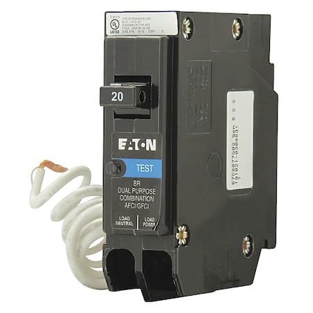 Circuit Breaker, BR Series, 20A, 1 Pole, 120V AC, 10kA MPN:BRP120DF