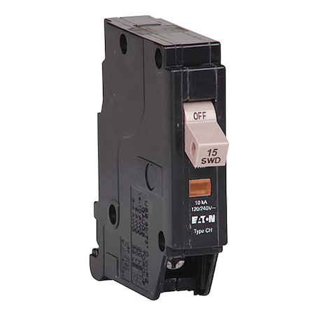 Circuit Breaker, CH Series, 15A, 1 Pole, 120/240V AC, 10kA MPN:CHF115