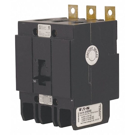 Miniature Circuit Breaker, GHB Series, 90A, 3 Pole, 277/480V AC, 14kA at 277/480V AC MPN:GHB3090