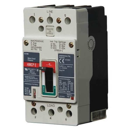 Molded Case Circuit Breaker, HMCP Series, 70A, 3 Pole, 600V AC, 65kA at 600V AC MPN:HMCPE070M2C