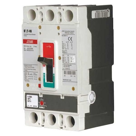 Molded Case Circuit Breaker, JG Series, 100A, 3 Pole, 600V AC, 25kA at 240V AC MPN:JGE3100FAG