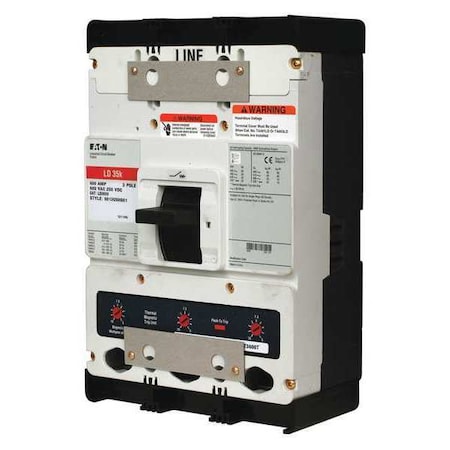 Molded Case Circuit Breaker, LD Series, 600A, 3 Pole, 600V AC, 65kA at 240V AC MPN:LD3600