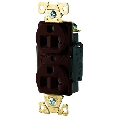 Recp Dup 20A125V 2P3W Brass Strap B&S Br MPN:AH5362B