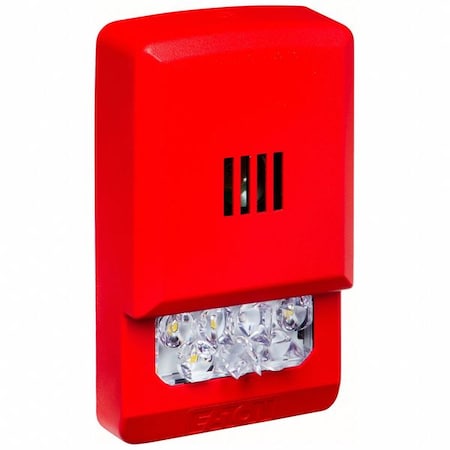 Horn Strobe, Horn, Continuous/Pulse, 24V, 86 dBA, Plastic, Red, Wall Mount MPN:ELHSR-N