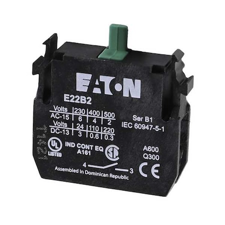 Contact Block, Black, 1NO, 22 mm, E22 MPN:E22B2