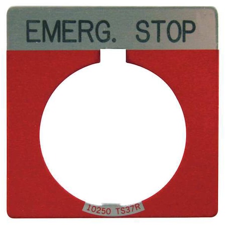 Cutler-Hammer Legend Plate, Square, Emergency Stop, Red MPN:10250TS13