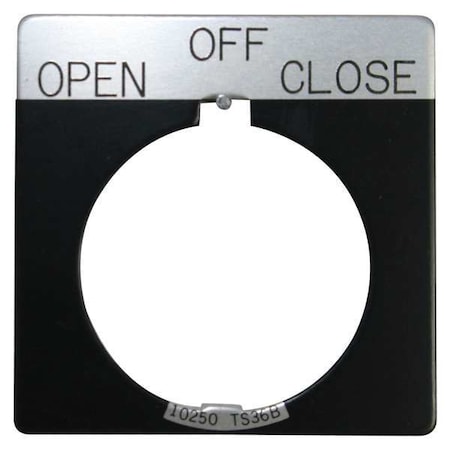 Cutler-Hammer Legend Plate, Square, Open Off Close, Black MPN:10250TS53