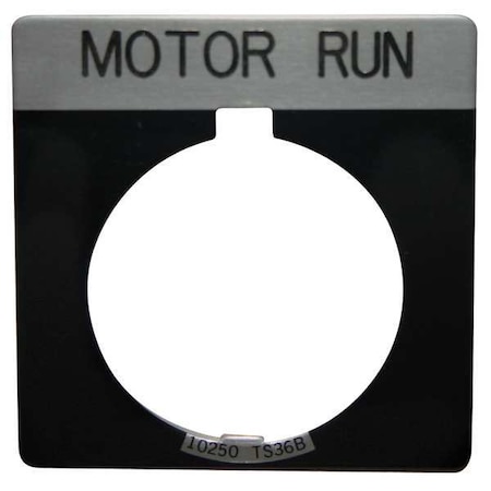 Cutler-Hammer Legend Plate, Square, Motor Run, Black MPN:10250TS81