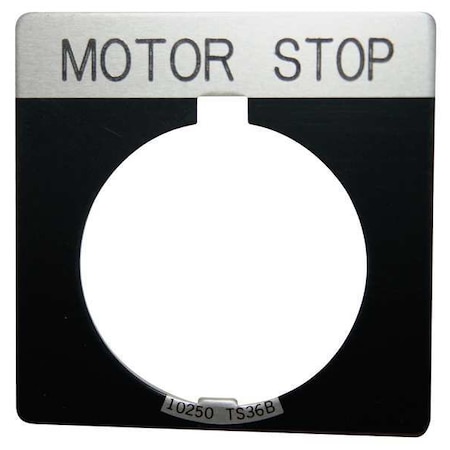 Cutler-Hammer Legend Plate, Square, Motor Stop, Black MPN:10250TS82