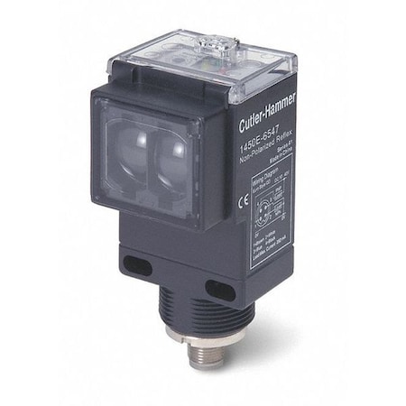 Retroreflective Photoelectric Sensor, M12, Right Angle, Rectangular, Selectable Light On/Dark On, NPN and PNP MPN:1450E-6547