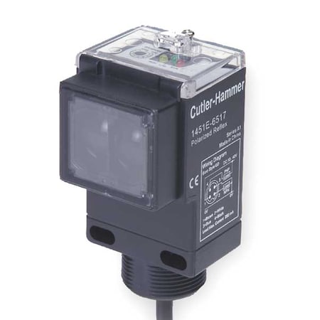 Polarized Retroreflective Photoelectric Sensor, Bare Wire, Right Angle, Rectangular, Selectable Light On/Dark On, SPDT MPN:1451E-6514