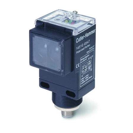 Polarized Retroreflective Photoelectric Sensor, Dual Key Micro Connector, Right Angle, Rectangular, Selectable Light On/Dark On, SPDT MPN:1451E-6534