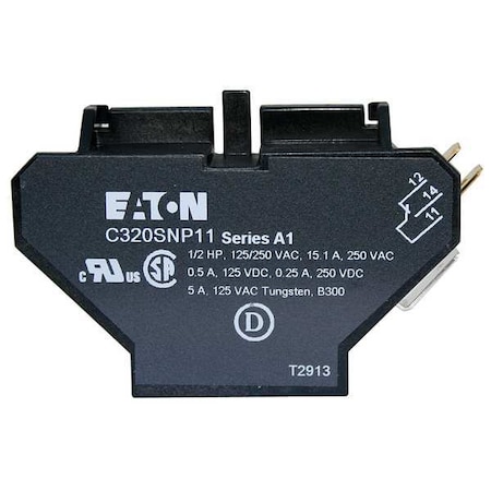 Cutler-Hammer Aux Contact Block, 1NO/1NC, 10A MPN:C320SNP11