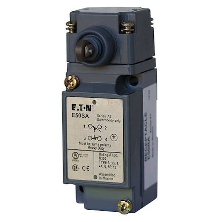 Heavy Duty Limit Switch, Plunger, Roller, 1NC/1NO, 10A at 600V AC, Actuator Location: Side MPN:E50AS3
