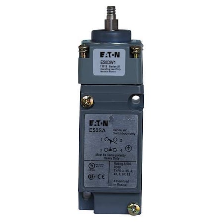 Heavy Duty Limit Switch, Wobble Stick, 1NC/1NO, 10A at 600V AC, Actuator Location: Top MPN:E50AW1