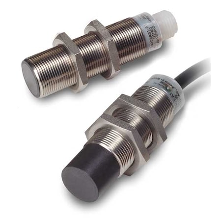 Cylindrical, Inductive Proximity Sensor, 18 mm Dia., Stainless Steel, M12, 3 Wires, Unshielded MPN:E59-A18C115D01-CV