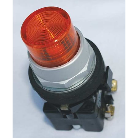 Pilot Light Lens, 30mm, Plastic, Amber MPN:HT8BA
