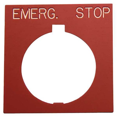 Legend Plate, Square, Emerg.Stop, Black/Red MPN:HT8SP13