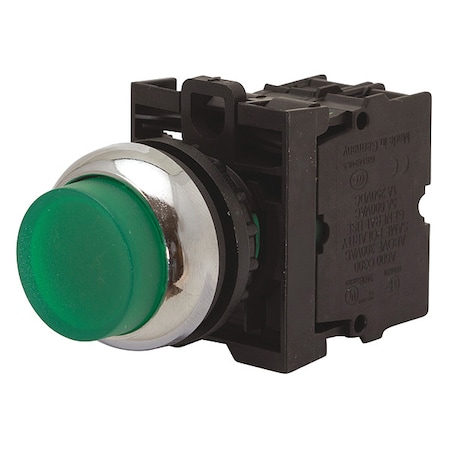 Illuminated Push Button, 22.5 mm, 2NO, Green MPN:M22-DLH-G-K20-G