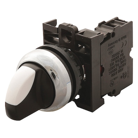 SelectorSwitch, Non-Illum, 2Pos, 22mm, Black MPN:M22-WKV-K10