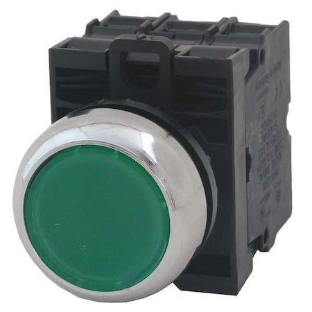 Illuminated Push Button, 22 mm, 2NO, Green MPN:M22M-DL-G-K20-230G