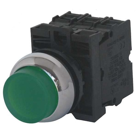 Illuminated Push Button, 22 mm, 2NO, Green MPN:M22M-DLH-G-K20-230G
