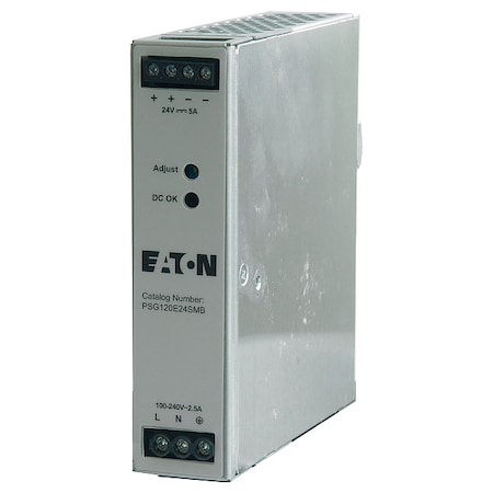 AC to DC Power Supply, 100/240V AC, 24V DC, 120 W, 5 A, DIN Rail MPN:PSG120E24SMB