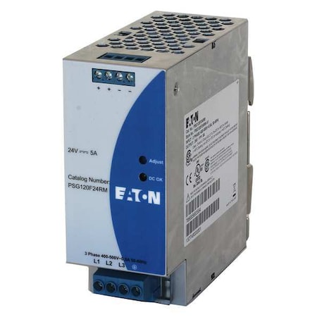 AC to DC Power Supply, 320/600V AC, 24V DC, 120 W, 5 A, DIN Rail MPN:PSG120F24RM