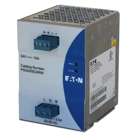 DC Power Supply, 100/240V AC, 24V DC, 240 W, 10 A, DIN Rail MPN:PSG240E24RM